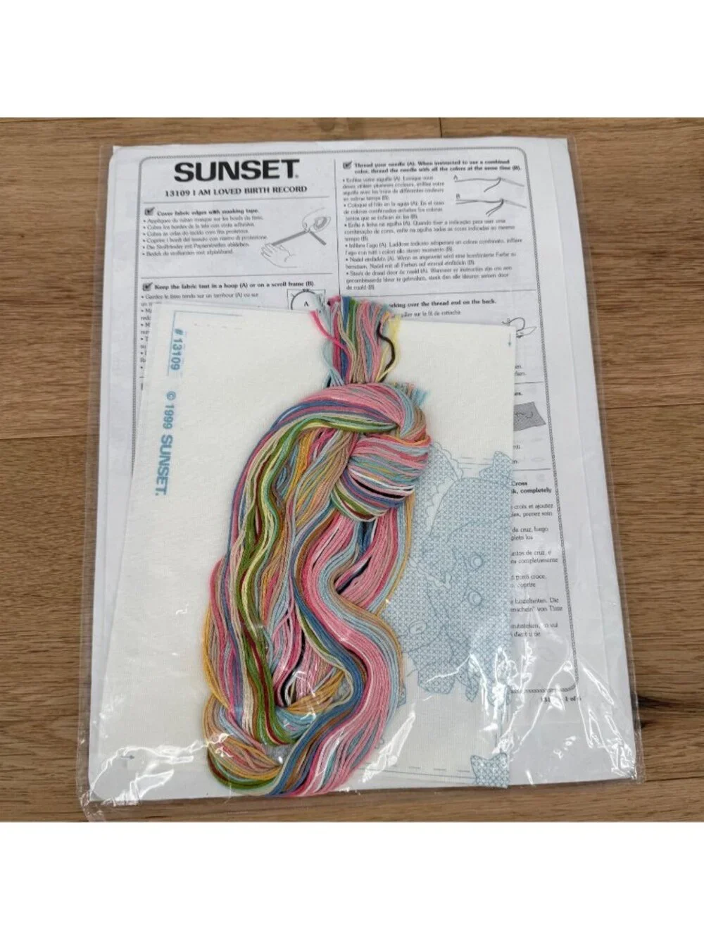 Sunset Stamped Cross Stitch Baby Birth Record Kit 13109 Ruth J Bill D Morehead